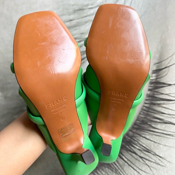 🌸FRAME🌸 Le Carlotta Green Leather Sandal Size: 37 - Picture 16 of 16